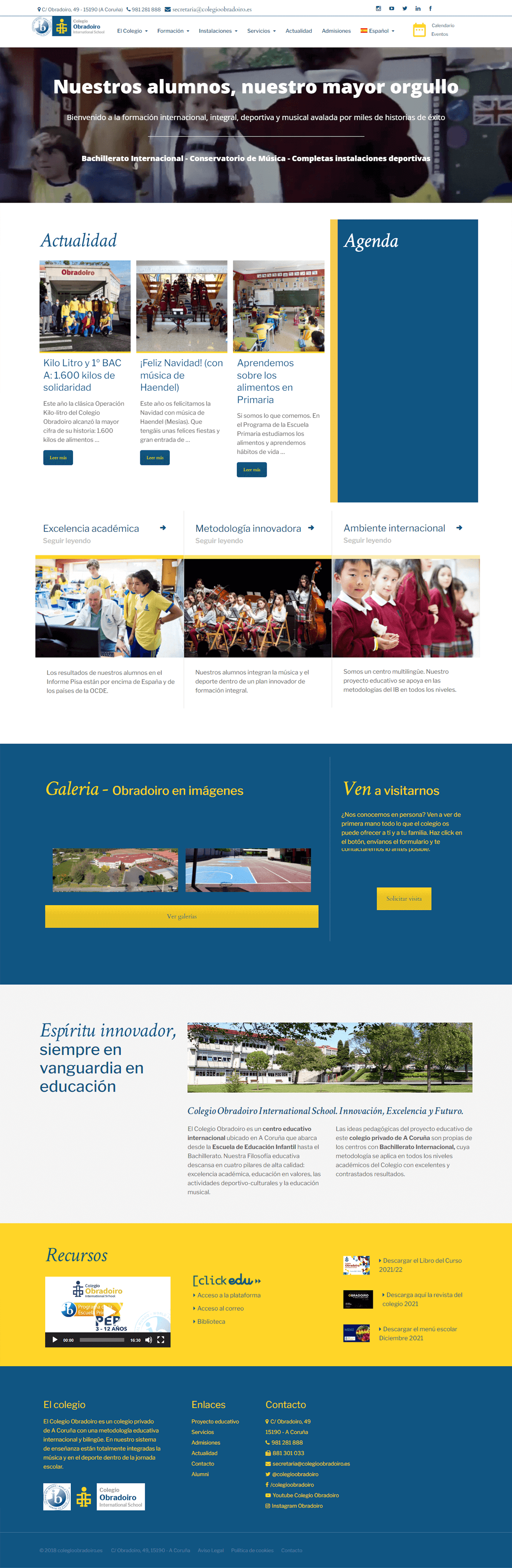 Pantallazo web colegio OBRADOIRO
